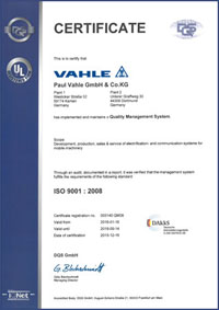 сертификат VAHLE